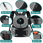 PetAmi Dog Front Carrier Backpack, Ventilated Adjustable Dog Pet Cat Chest Carrier Backpack, Dog Carrier for Hiking Camping Travel, Small Dog Puppy Medium Cat Carrying Bag, Max 14 lbs, Grey