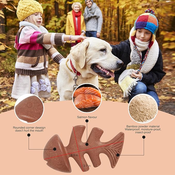 Dog Chew Toys for Aggressive Chewers (2Pcs - Real Beef & Salmon Flavored) - Durable Dog Tough Wish Bone (Upto 40 lbs.) - Indestructible Chew Toys for Dogs for Interactive Play & Dental Benefits