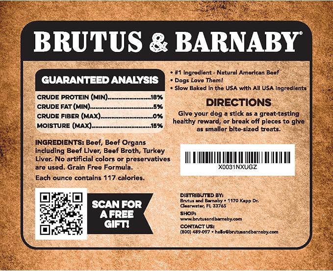BRUTUS & BARNABY Dehydrated Lung Dog & Cat Treats, 10oz – USA Organ Meat Stick (Beef & Turkey Lung, Liver), High Protein Pet Snack