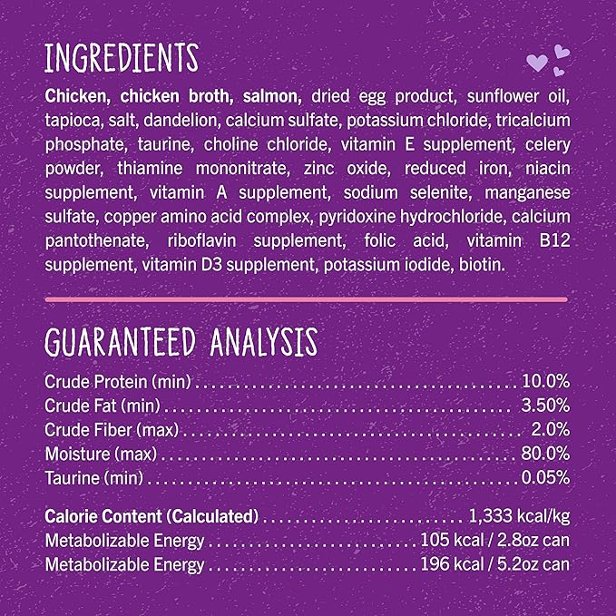 Stella & Chewy's Carnivore Cravings Purrfect Paté - Premium Grain-Free Wet Cat Food - Chicken & Salmon Recipe - High Protein with Bone Broth - Perfect for Picky Eaters - 2.8oz Cans (24 Pack)