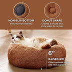 Bedsure Calming Cat Beds for Indoor Cats - Small Cat Bed Washable 20 inches, Anti-Slip Round Fluffy Plush Faux Fur Pet Bed, Fits up to 15 lbs Pets, Caramel