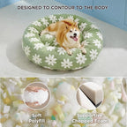 LE SURE Donut Large Dog Bed - Round Cat Beds for Indoor Anti-Anxiety Calming Pet Beds, Washable Cute Modern Beds with Jacquard Shaggy Plush & Anti Slip Bottom, 36 Inch, Green