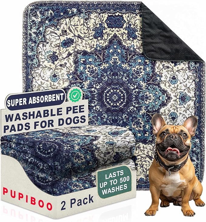 PUPIBOO Washable Pee Pads for Dogs and Cats - Super Absorbent Reusable Puppy Training Pads - 100% Waterproof, Leak-Proof & Non-Slip Whelping Pads for Pet Housebreaking