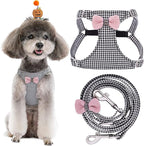 Puppytie No Pull xs Dog Harness with Multifunction Dog Leash,Soft Adjustable No Choke Escape Proof Pet Harness Vest,Knitted Black-White,xs