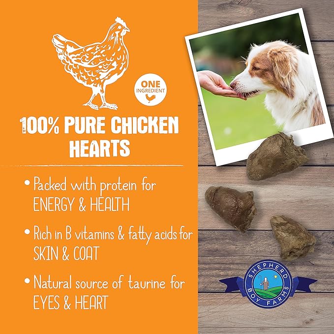 Freeze Dried Dog and Cat Treats, Chicken Heart, All Natural Freeze-Dried Dog Treat & Snacks, Made in USA, High in Protein, Essential Nutrition of Raw Food, 8oz