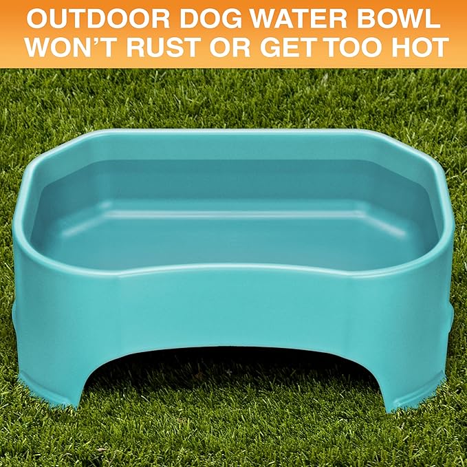 Neater Pet Brands Extra Large Water Bowl for Dogs, Outdoor Dog Water Bowl (2.25 Gallon Extra-Large Capacity), Big Trough Style Food Dish for Indoors or Outside, No Spill Large Dog Bowls, Aquamarine