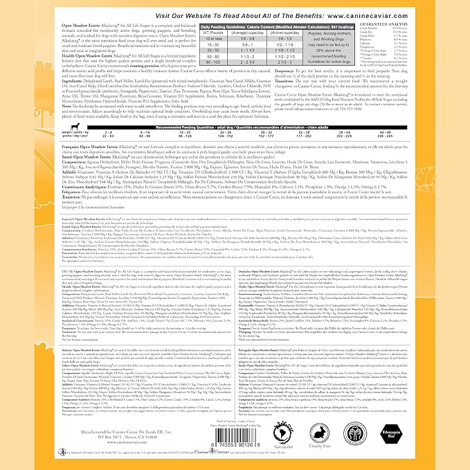 Canine Caviar - Open Meadow: Lamb & Pearl Millet Alkaline Dry Dog Food, Limited Ingredients, Gluten-Free, Based on Science & Research, Veterinary Alternative Diet (4.4 Pound Bag)