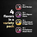 Cesar Wet Dog Food Classic Loaf in Sauce Filet Mignon Flavor, Porterhouse Steak Flavor, Grilled Steak & Eggs Flavor, and Beef Recipe Variety Pack 3.5 oz. Easy Peel Trays (60 Count)