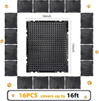 16 Pack Cat Repellent Outdoor Mat Cats Dogs Plastic Bendable Spiked Deterrent Training Repellent PET Mats with Spikes for Indoor Outdoor Supplies, 18.3 Square Feet, 16 x 13 Inch(Black)