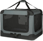 Amazon Basics Portable Dog Crate Pet Carrier 4-Door Soft Folding Cat Carrier Large, 36L x 24W x 24H inches, Grey