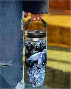 30oz Sea Turtle Gifts Tumblers for Women with Handle and Straws, Stainless Steel Vacuum Insulated Coffee Tumbler, Travel Mug Water Bottle, Sea Turtle Stuff Accessories Decor