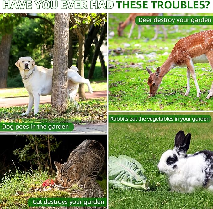 Solar Ultrasonic Animal Repeller Outdoor with Motion Sensor Deer Repellent Devices for Squirrel Repellent Cat Repellent Outdoor Fox Deterrent for Yard