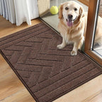 Tindbea Dog Mat for Muddy Paws,Absorbs Moisture Dirt Non-Slip Washable Mud Mat for Dogs,Soft Rubber Backing Front Inside Pet Rug for Entryway, Mud Dog Paws, Patio(20"x31.5",Coffee)