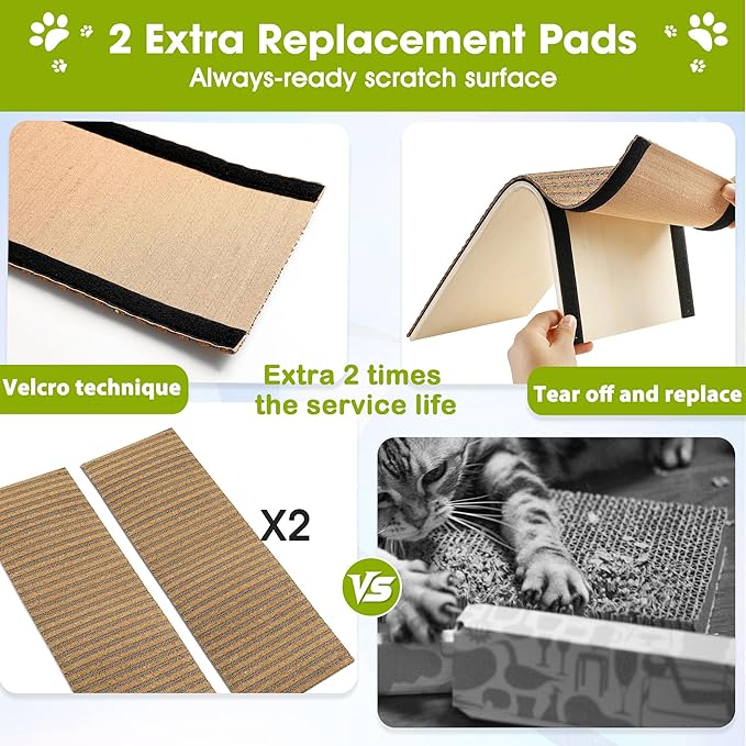 cat Scratching Post-Cat Scratching Pad with Corkcat beds for Indoor Cats-cat Scratch with 2 Pcs Cardboard,Easy Replace,Scratching Board Toy,Eco-Friendly Sustainable Kitten Scratching Post-cat ramp