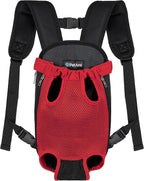 PetAmi Dog Carrier Backpack, Adjustable Dog Pet Cat Front Carrier Backpack | Ventilated Dog Chest Carrier for Hiking Camping Travel, Sling Bag for Small Medium Dog Cat Puppies, Small, 5-9 lbs, Red