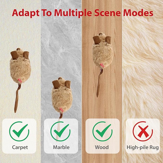 PETGEEK Gigwi Interactive Cat Toys for Indoor Cats, Moving Toy for Bored Indoor Adult Cats, Automatic Electronic Moving Mouse Cat Toys with Realistic Squeaky, Kitten Toys for Hunting Play Exercise