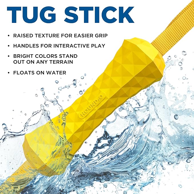 Playology Hound2O Dog Toys | Floating Tug Stick for Tug of War | Yellow Outdoor Toy - Easy to Clean and Made from Non Toxic Materials