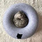 Cattasaurus Peekaboo Cat Cave, Extra Spacious for Multiple & Large Cats 12+ lbs, Scratch Detachable Beds for Indoor Cats, Washable Tunnel Bed, Comfy Cat Donut Tunnel (Light Gray+Dark Gray, Jumbo)