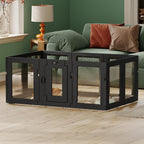 Clear Acrylic Dog Playpen with Door, Puppy Playpen for Indoor Use with Heavy Duty Door Lock, Easy Assemble Pet Pen Fence for Small Dogs and Puppies (Black, 24 in-H, 10 Panel)