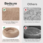 Bedsure Calming Cat Beds for Indoor Cats - Small Cat Bed Washable 20 inches, Anti-Slip Round Fluffy Plush Faux Fur Pet Bed, Fits up to 15 lbs Pets, Camel