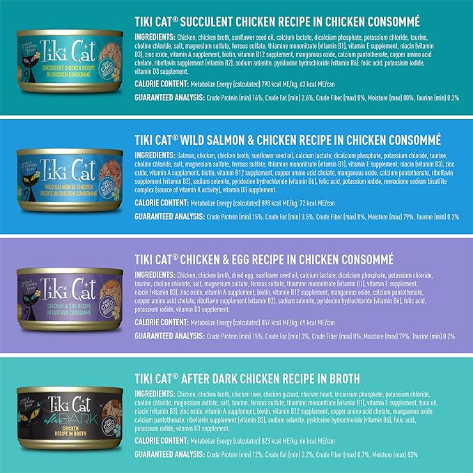 Tiki Cat® Wet Cat Food Mega Pack, Chicken Craves Variety Pack, 2.8 oz. Can (24 Count)