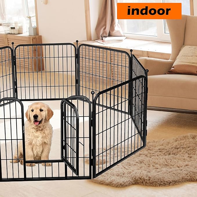Dog Playpen Designed for Dogs, 32 inch 10 Panels.Perfect Dog Pen for Camping, Yard, RV, Garden Fence, Black (Black, 32inch, 10)