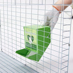 Metal Small Animal Feeder with Lid, Heavy Duty, Large Capacity Food Dispenser, Great for Rabbits, Guinea Pigs, Chinchillas and Other Small Animals (7.4 inch, Green)