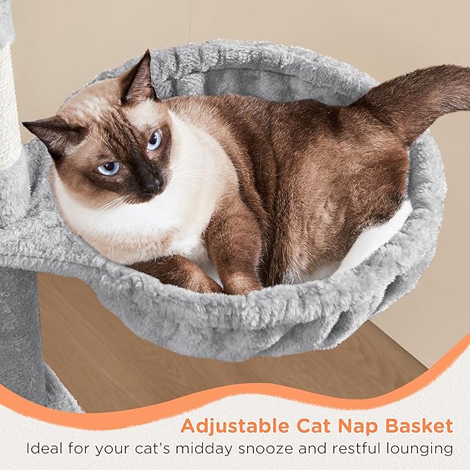 Yaheetech 57in Tall Cat Tree, Multi-Level Cat Tower W/Extended Platform, Padded Perch, Scratching Posts, Ball, for Indoor Large Cat Kitty as Pet Play House Activity Center