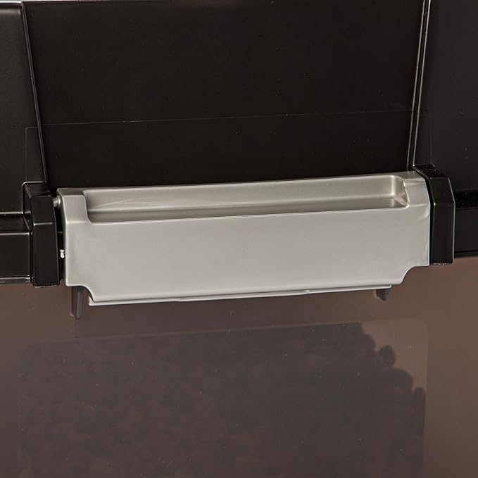 IRIS USA Elevated Dog Bowls, 15" H Raised Bowl for Large Dogs, Airtight Pet Food Storage Holds Up to 47 Lbs, 2 Removable 64 oz Stainless Steel Bowls, at Home or Camping, Smoke/Black