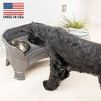 Neater Feeder Deluxe Mess Proof Dog Bowls Elevated for Large Breeds – Made in USA – No Spill Raised Slow Feeder Elevated Dog Bowl Stand w/Leg Extensions, Food and Water Bowl Set, Grey