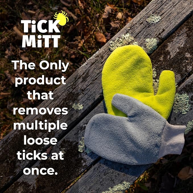 TiCK MiTT Yellow Tick Removal Glove for Humans & Pets - Safely Remove Ticks Effortlessly, Chemical-Free, Durable, Portable Tick Management Tool for Outdoor Adventures & Everyday Use