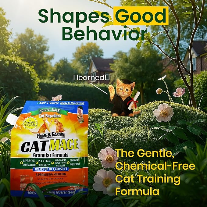 Nature's Mace, Cat Mace, 2.5lb Granular, Cat Repellent Outdoor to Keep Cats Away, Keep Cats Out of Yard Permanently, with Consistent Use, for Garden, Plants, No-Dig, Stray Deterrent