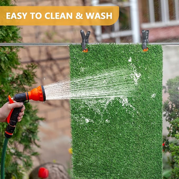 30"x20" Dog Grass Pad with Tray Large for Indoor Puppy PottyTraining with 3PCS Artificial Grass Mats, 1 Washable Pee Pad, Pet Loo Dog Litter Box for Balcony Apartment, 4-Layer System