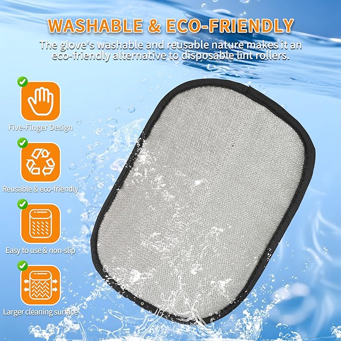 3PCS Pet Hair Removal Glove for Cats & Dogs, Upgraded Five-Finger Electrostatic Pet Hair Remover Glove, Reusable Magic Brush Pet Hair Removal Tool for Laundry, Couch, Carpet & Car Seat