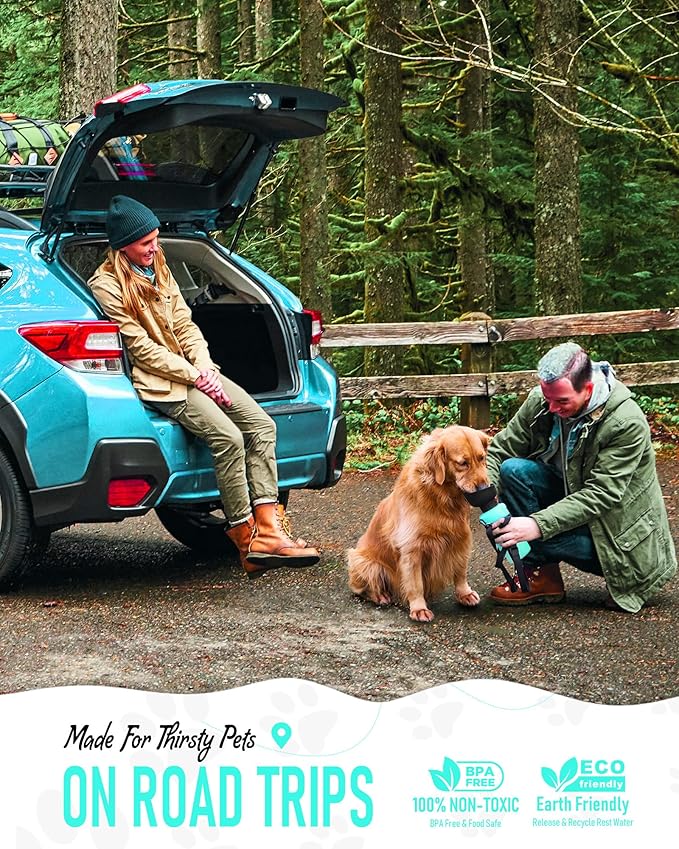 lesotc Dog Water Bottle, Portable Water Dispenser with Travel Water Bowl, Leak Proof Pet Travel Squeeze Bottle, Puppy Essentials Dog Stuff Accessories for Outdoor Walking, Hiking, Camping