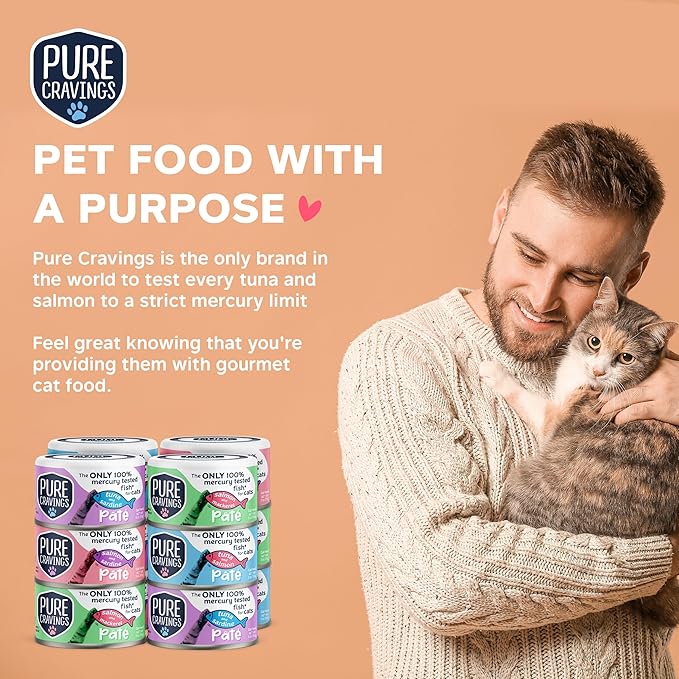 Pate, Canned Wet Cat Food, 100% Mercury-Tested, Moist Can Fish, Grain-Free Protein, Non-GMO, Variety Pack of 12-3X Tuna/Salmon, 3X Tuna/Pumpkin, 3X Tuna/Sardine, 3X Salmon/Sardine