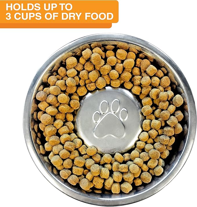 Neater Feeder - Express Model w/ Slow Feed Bowl - Mess-Proof Dog Bowls (M/L, Grey) Made in USA – Elevated, No Spill, Non-Tip, Non-Slip, Raised Stainless Steel Food/Water Pet Bowls Aid Digestion