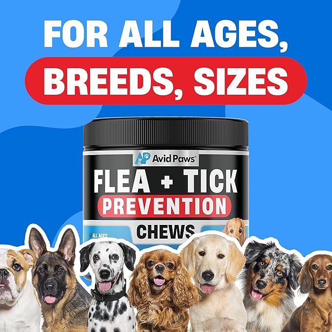 Natural Flea and Tick Prevention for Dogs - Dog Flea and Tick Treatment Chewable - Safe Flea Treatment Dogs of All Breeds & Ages - Flea Chews for Dogs - Flea Pills for Dogs for Dog Flea & Tick Control