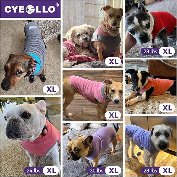 cyeollo 2 Pack Dog Fleece Sweater Warm Sweatshirt for Dogs, Reflective Doggie Vest Lightweight Small Dog Coat Pullover Winter Pet Clothing XL Pink & Grey