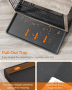 Feandrea Dog Crate Furniture, 44.1" Side End Table, Modern Kennel for Dogs Indoor up to 80 lb, Heavy-Duty Dog Cage with Multi-Purpose Removable Tray, Double-Door Dog House, Greige UPFC004G01