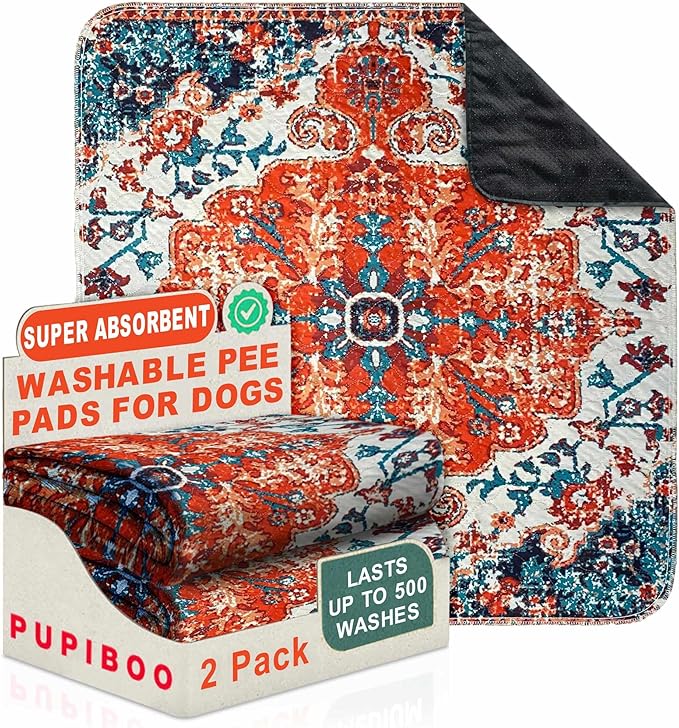 PUPIBOO Washable Pee Pads for Dogs and Cats - Super Absorbent Reusable Puppy Training Pads - 100% Waterproof, Leak-Proof & Non-Slip Whelping Pads for Pet Housebreaking