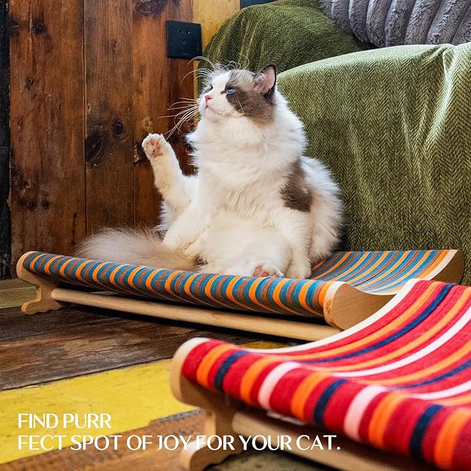 DIY Felt Cat Scratcher Bed, Durable Scratching Pad for Indoor Cats, Sturdy Solid Beech Wooden Cats Scratcher, Lounger & Sleep & Scratch (Extra-Larger), Brown