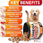 Omega 3 for Dogs - Skin and Coat Supplement - Fish Oil for Dogs Chews - Allergy and Itch Relief - Anti Shedding Supplement - Dry Skin Treatment - Salmon Oil - Made in USA - 120 Soft Treats