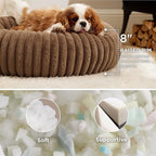 Bedsure Donut Medium Dog Bed - Washable Faux Fur Dog Bed Medium Size Dog with Corduroy Fleece & Anti Slip Bottom, Round Pet Beds with Removable Cover, Copper Brown, 30x30x8 inches