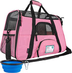 PetAmi Airline Approved Pet Carrier for Cat, Soft Sided Dog Carrier for Small Dogs, Cat Travel Supplies Accessories for Indoor Cats, Ventilated Pet Carrying Bag Medium Large Kitten Puppy, Small Pink