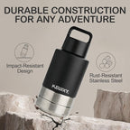 Insulated Dog Travel Water Bottle with Detachable Bowls, 3 in 1 Portable Dog Water Bottle Dispenser, Dog Accessories for Walking, Hiking, Camping, Outdoor (Black, 32 Oz)