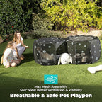 2-in-1 Cat Playpen, Pop Up Dog Pet Playpen for Indoor Outdoor Cats Enclosed, Portable Pet Playpen, Kitten Puppy Foldable Play Pen Cat Dog Tent Crate Cage Kennel(No Divider, Unified Space)