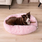PetAmi Calming Dog Bed for Small Medium Dog Cat, Round Donut Dog Bed Washable, Fluffy Faux Fur Plush Cuddler Pet Kitten Cushion Bed, Anti-Slip, Fits up to 45 lbs, 30 inch, Pink