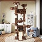 SHA CERLIN 81in Multi-Level Tall Cat Tree Tower for Indoor Kitties/Larger Cat Condo Furniture with Hammock/Cozy Pussycat Perches/Sisal Scratching Posts/Pet House/Wide Base/Leopard Print