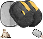 3 Pcs Electrostatic Pet Hair Removal Gloves with Bidirectional Bristle Design, Washable Reusable Cat Dog Hair Remover Grooming Glove Tool for Furniture, Bed Sheets,Car Seat (Yellow)